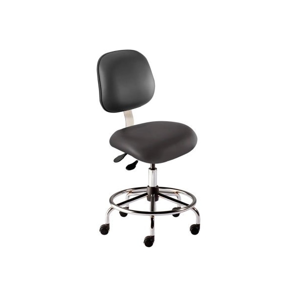 Biofit Antimicrobial Stool, 21"-28" Seat Height, Black Vinyl - Chrome Steel Base - Elite Series EES-M-RC-T-XF-XA-C-P28540 - main